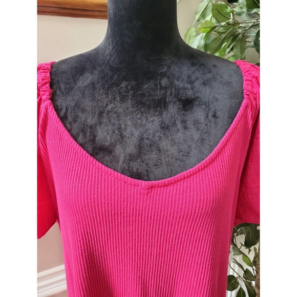 Ava & Viv Womens Pink Solid Cotton Short Sleeve Scoop Neck Top Blouse Size 4X - Picture 2 of 11